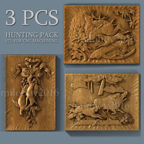 3d stl Model relief 3pcs Pack for CNC Router Artcam