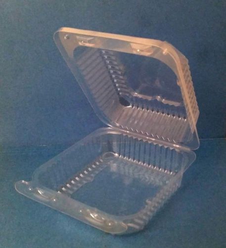 Plastic Clear Hinged Containers 5-1/4&#034; x 5-5/8 Square Medium DuraLock, PXT505