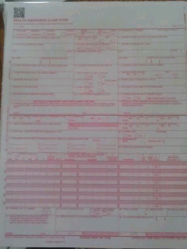 CMS-1500CS-12 02/14 Claim Forms Laser sheet 2 reams 1000 Billing Forms wcms HCFA