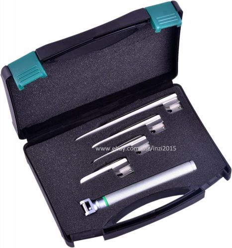 Laryngoscope Miller Fiber Optic Set, 4 Blades (00,0,1,2) MAT FINISHED Free Ship