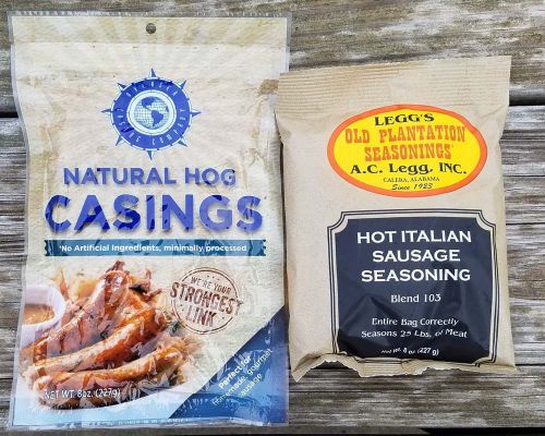 25 POUND FRESH LEGGS HOT ITALIAN SAUSAGE KIT w/ HOG CASINGS