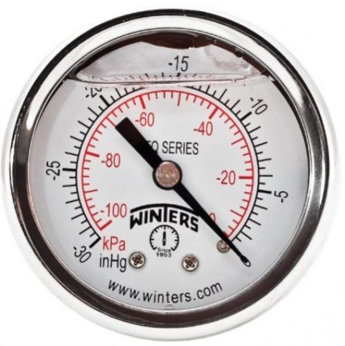 Winters PFQ Series Stainless Steel 304 Dual Scale Liquid Filled Pressure Gauge