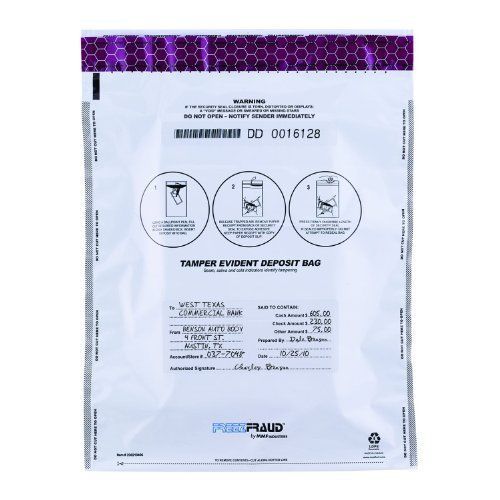 STEELMASTER MMF Industries FREEZFraud Deposit Bags, 12 x 16 Inches, 100 Bags Per