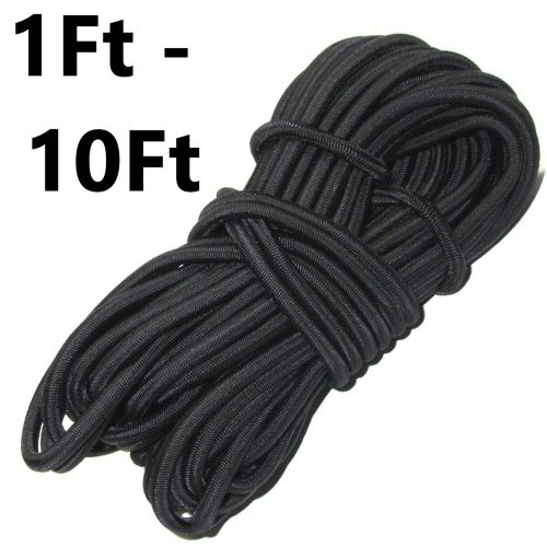 3/16&#034; Black Bungee Cord Marine Grade Heavy Duty Shock Rope Tie Down Stretch Band