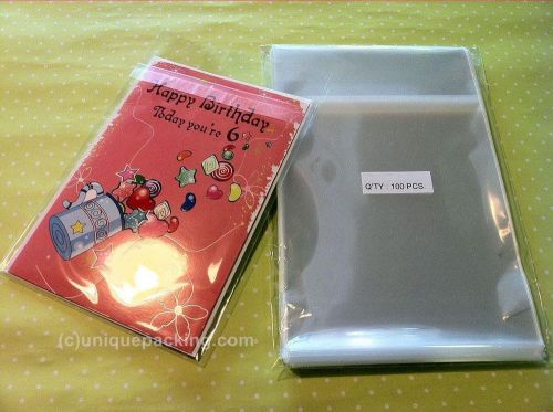 100 pcs 5 7/16 x 7 1/4 clear (a7+) (p) card resealable cello / cellophane bags - for sale