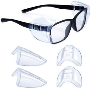 KMDJG 2 Pairs Glasses Side Shields,Slip on Clear Side Shields, Fits Medium to La