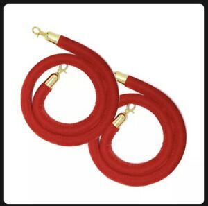 2x Velvet Rope Crowd Control Stanchion Post Queue Line Barrier-Red 59Inch