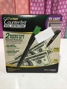 Counterfeit Money Uv Light And Pen Detection , Us Dollar 6 Pack