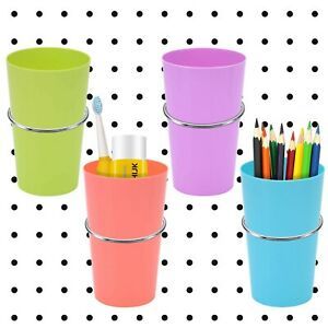 4 Set Pegboard Bins with Rings, Metal Hooks Pegboard Cups Holder Pegboard Org...