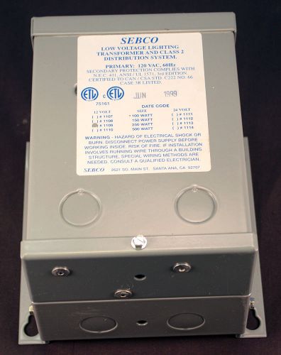 Sebco 250 watt transformer class 2 low voltage lighting 12v secondary 120v prima for sale