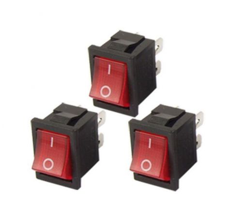 3pcs Red Light 4 Pin DPST ON-OFF Snap in Boat Rocker Switch 6A/250V 10A/125V AC