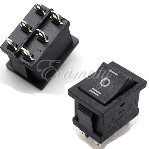 AC    6A/250V 10A/125V   6-Pin  ON-OFF-ON  DPDT Snap in Boat Rocker Switch