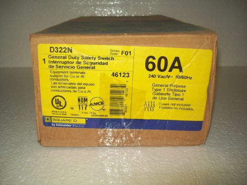 Square d d322n saftey switch box 240 v 60 amp for sale