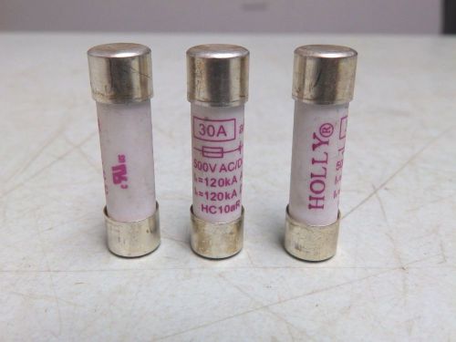 3 HOLLY HOLLYFUSE 30 AMP AR HC10AR CERAMIC FUSES 500V AC/DC FREE SHIPPING