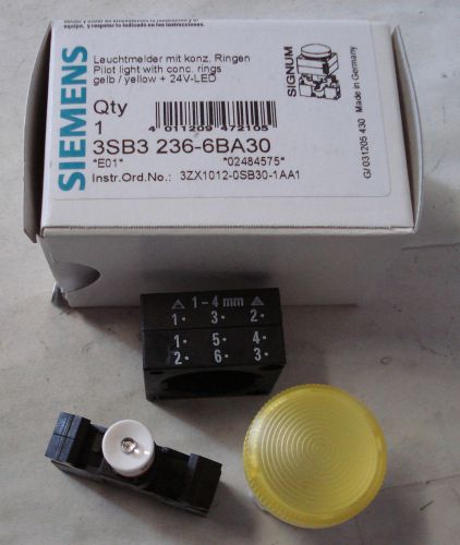 SIEMENS 3SB3 236-6BA30 PILOT LIGHT,YELLOW LED 24V W/CONC RING