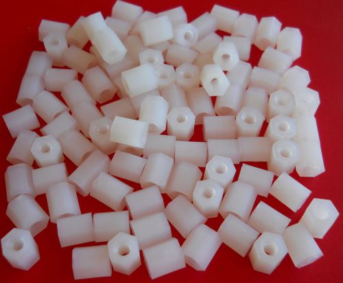 (100 PCs) 6mm WHITE Nylon M3 Screw Threaded Hex Female-Female Standoff Spacer