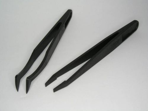 2pcs heat resistant plastic tweezers flated nose &amp; bent for sale