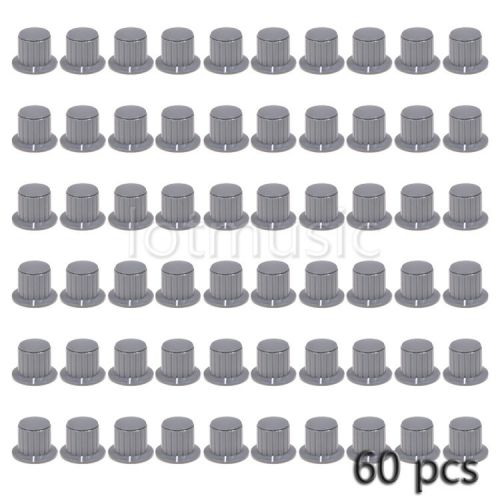 60pcs Plastic Grey Top Screw Tighten Control Knob 25mmDx18mmH for 6mm Shaft