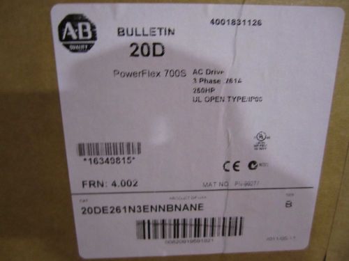 NEW ALLEN-BRADLEY 20DE261N3ENNBNANE POWEWRFLEX 700S NEW IN CRATE 250HP