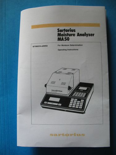 SARTORIUS OPERATING INSTRUCTIONS FOR MA50 Moisture Analyzer