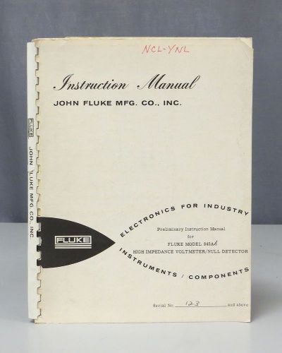 Fluke High Impedance Voltmeter 845A/845AB Preliminary Instruction Manual