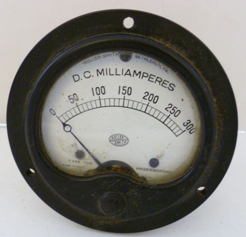 Roller Smith Meter DC Milliamperes Type TDS 0-300, MR35W300 DCMA  Vtg