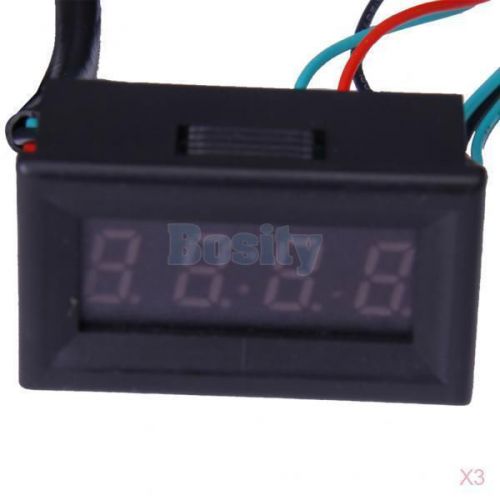 3x red 3  1/2  0.30&#034; 4 mode led digital gauge time temperature voltage meter for car for sale