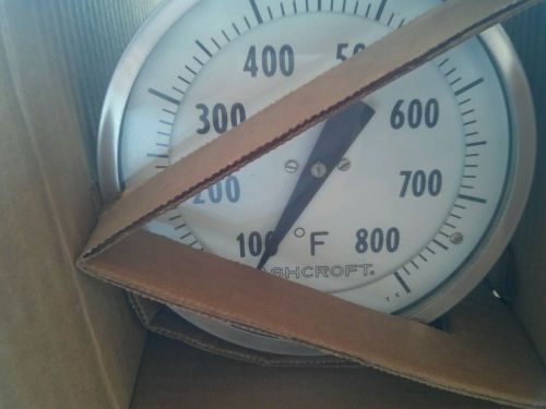 Ashcroft 5&#034; Bimetal Thermometer 100-800 F 1/2&#034; NPT Swivel Connection 9&#034; Stem