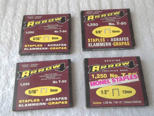 NOS Arrow T-50 Staples 4 Packs 1250 Pcs Each 5000 Total