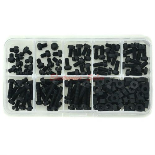 Metric M4 Black Nylon Screw/Nut Assorted Kit, M4 x5 x6 x8 x10 x12 x15 x18 x20mm