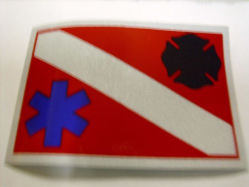 DIVERS SCUBA MEDICAL EMT STAR OF LIFE &amp; FIRE  DECAL STICKER