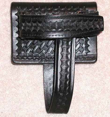 PANDO LEATHER, BELT RADIO HOLDER , BASKET WEAVE,BLACK