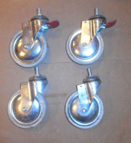 4 der sheng 5&#034; diameter caster wheels 2 locking 2 nonlocking all swivel for sale