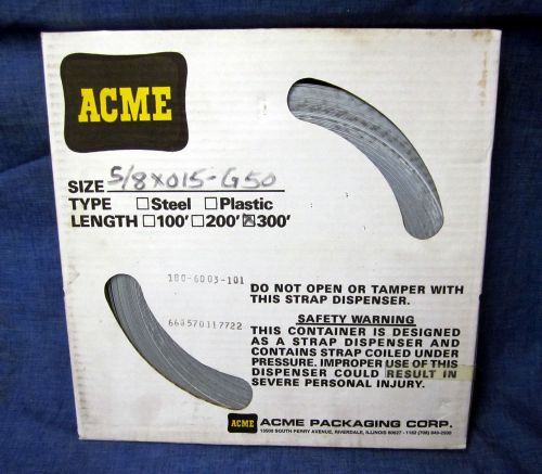 Boxed Roll Acme Size 5/8&#034; x .015 - G50 Steel Banding 300 Feet - NIB