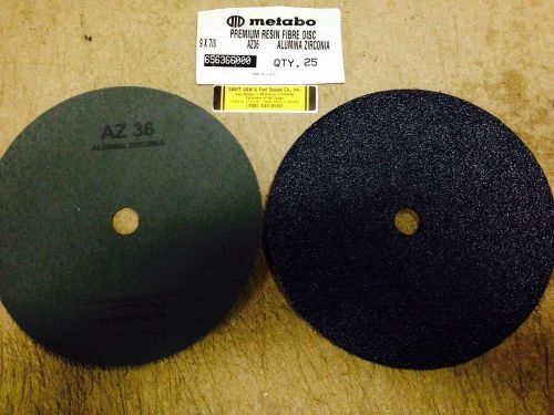 25PCS- METABO 9&#034; x 7/8&#034; AZ36 Grit ZIRCONIA Premium Resin Fiber Disc USA MADE NEW