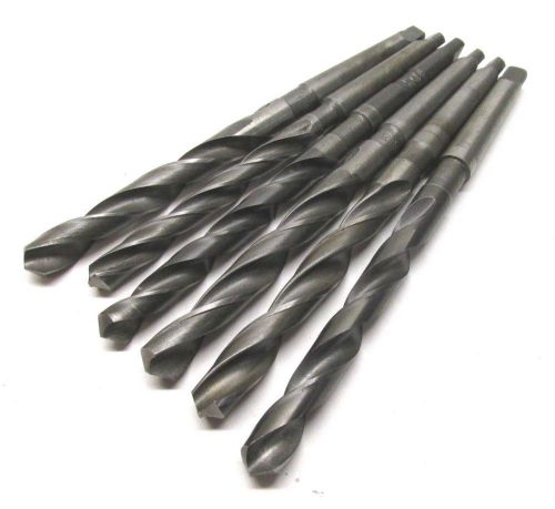 6 ASSORTED HSS DRILLS w/ 1MT SHANKS - 10.2MM, 7/16&#034;, 27/64&#034;, 12MM, 12.2MM