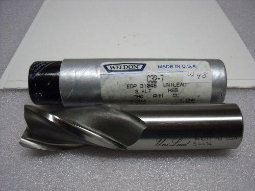 1&#034; x 1&#034; x 2” x 4-1/2&#034; 3 FL C32-7 HSS Weldon Tool End Mill-W48