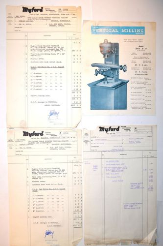 Raglan vertical milling machines flyer 1968 &amp; invoices #rr852 miller for sale