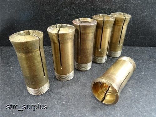 LOT OF 6 HARDINGE 5C BRASS COLLETS SIZES 1/16&#034; , .668&#034; &amp; E-2