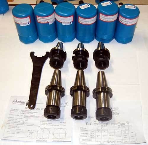 6 pc. techniks cat 40 er 32 25k rpm cnc collet chucks for sale