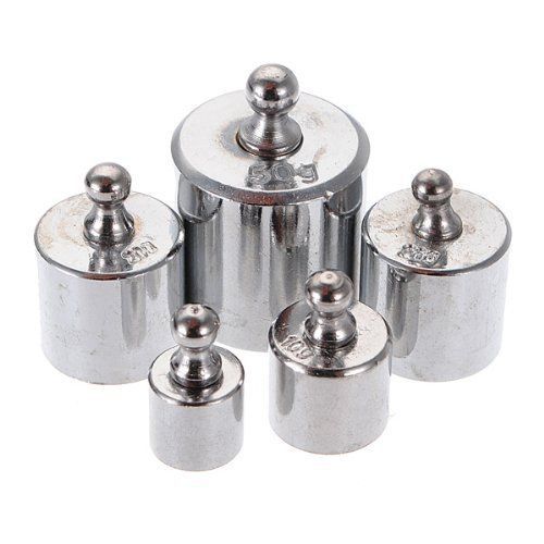 5PCS 50g 20g 10g 5g Grams Precision Chrome Calibration Scale Weight Set Kit Gift