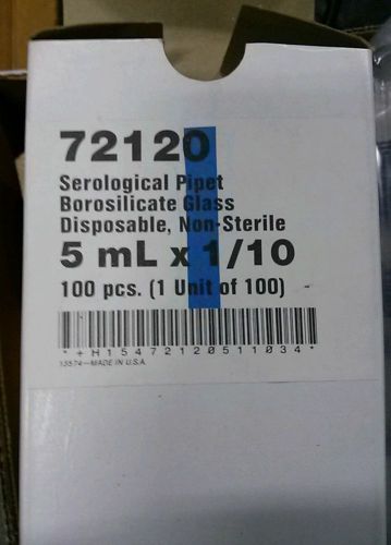 KIMBLE CHASE 72120 Pipette Glass, Disposable, Non-Sterile, 5mL, 100PK