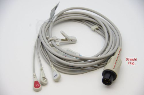 ECG/EKG 1 PIECE Cable 3 leads Snap (straight plug) AAMI WELCH ALLYN   US seller