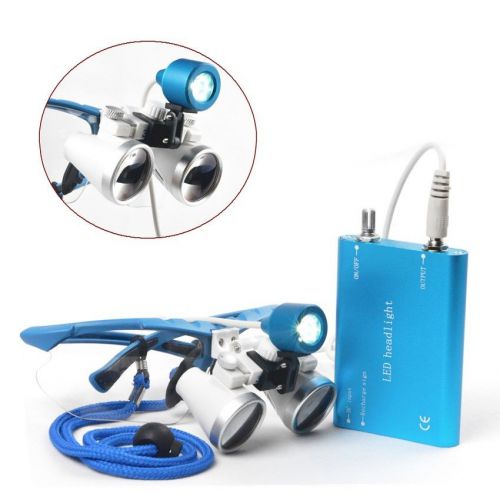 Dental surgical medical binocular loupes 3.5x 420mm+ led head light lamp for sale