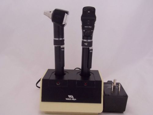 WELCH ALLYN POCKET OTOSCOPE W/THROAT ILLUMINATOR &amp; OPTHALMOSCOPE W/DESK CHARGER