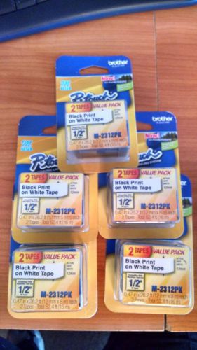 10 Labels 5 x 2 pack Brother M231 P-Touch Label Tape, Ptouch 1/2&#034; M-231 M-2312PK