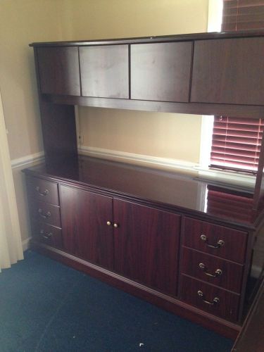 STORAGE CREDENZA w/ HUTCH by HON OFFICE FURNITURE in MAHOGANY COLOR LAMINATE