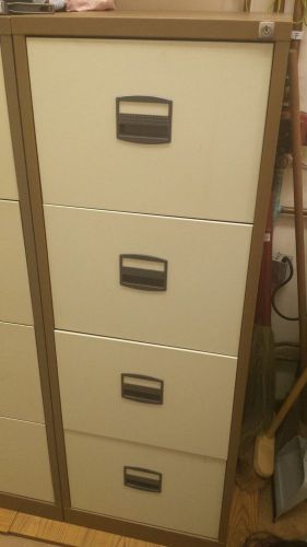 Metal Brown &amp; Cream 4 Draw Filing Cabinet-  Gerat condition