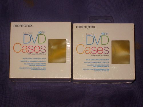 Two Set Memorex 10 PK Mini Color DVD Cases Space Saving Storage
