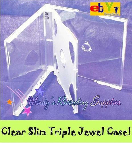 Slim Clear Triple Three 3 Jewel Case 3/8&#034; thick CD DVD NEW Buy 1